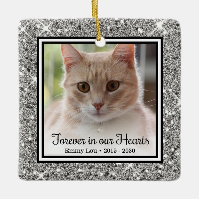 Ornement En Céramique Chat pour toujours dans nos cœurs (Devant)