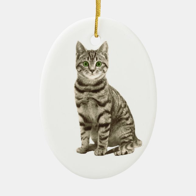 Ornement En Céramique Chat tigré (Devant)