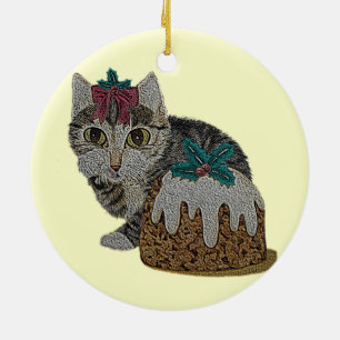 Ornement En Céramique chaton chaton chaton mignon boudin à Noël