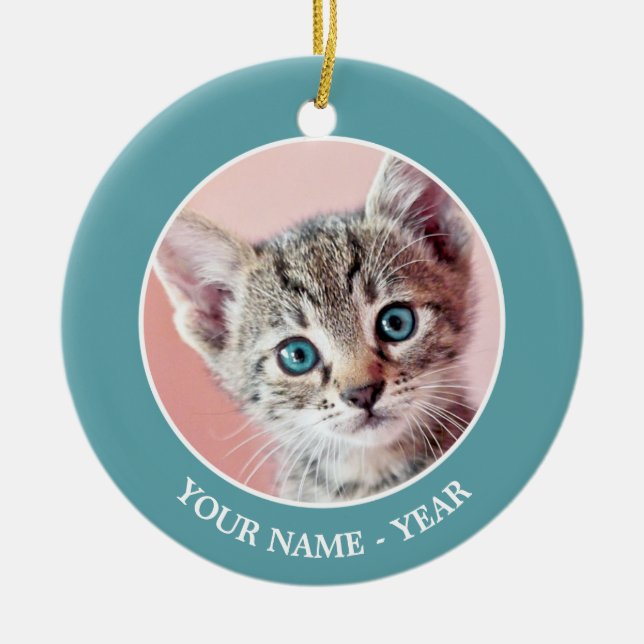 Ornement En Céramique Chaton mignon avec les yeux bleus (Devant)