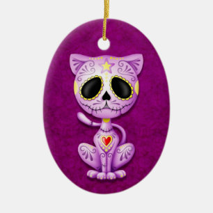 Ornement En Céramique Chaton pourpre de sucre de zombi