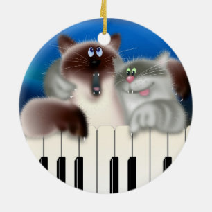 Ornement En Céramique Chats en piano