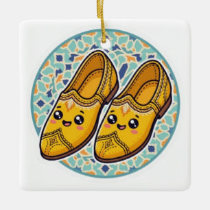 Ornement En Céramique Chaussures Belgha Jaunes Marocaines Kawaii Mignonn