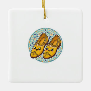 Ornement En Céramique Chaussures Belgha Jaunes Marocaines Kawaii Mignonn