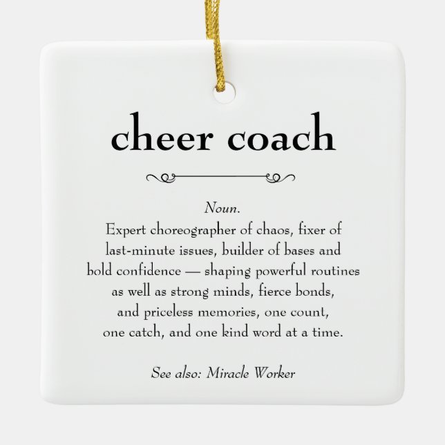 Ornement En Céramique Cheer Coach Définition Merci cadeau (Devant)