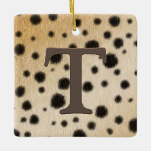 Ornement En Céramique Cheetah Spots Fourrure Monogramme Brown et message