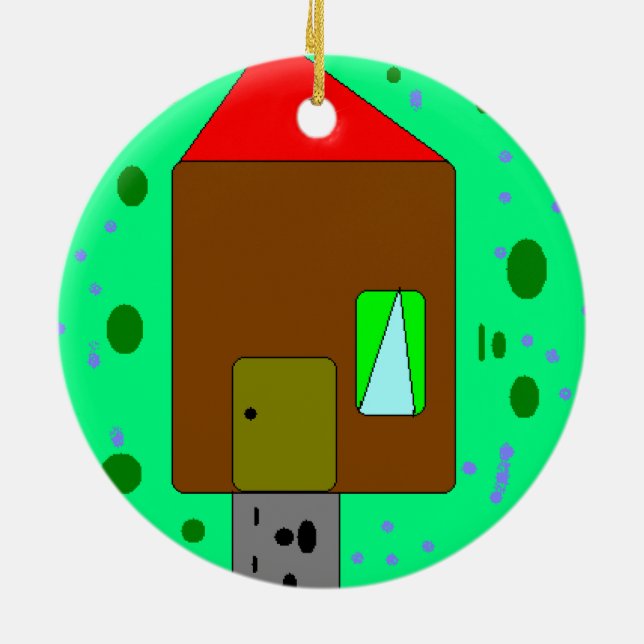 Ornement En Céramique Chemin de la porte de la maison, Peinture numériqu (Dos)