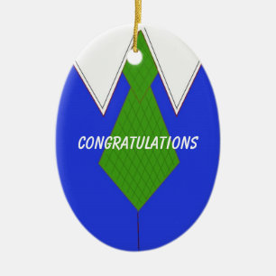 Ornement En Céramique Chemise bleue et Cravate Félicitations