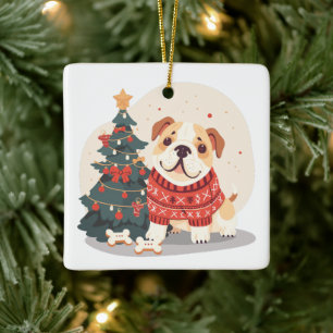 Ornement En Céramique Chemise de Noël pour Bouledogue Anglais