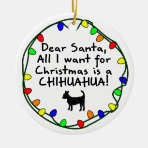 Ornement En Céramique Cher Père Noël Chihuahua