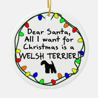 Ornement En Céramique Cher Père Noël gallois Terrier