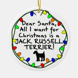 Ornement En Céramique Cher Père Noël Jack Russell Terrier