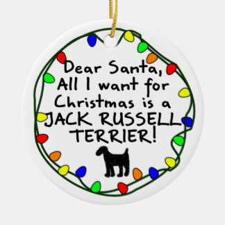 Ornement En Céramique Cher Père Noël Jack Russell Terrier