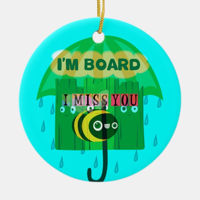 Ornement En Céramique Chérie, Tu Me Manques Tant (Devant)