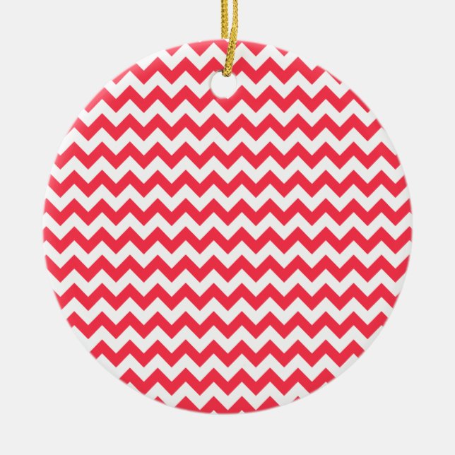 Ornement En Céramique Cherry Red Chevron Zigzag (Devant)
