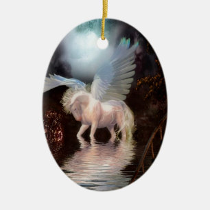 Ornement En Céramique Cheval blanc d'ange abstrait