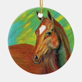 Ornement En Céramique Cheval de châtaigne
