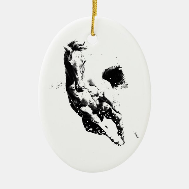 Ornement En Céramique Cheval de course (Devant)
