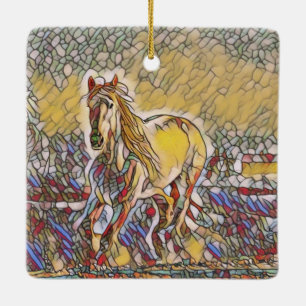 Ornement En Céramique Cheval en course