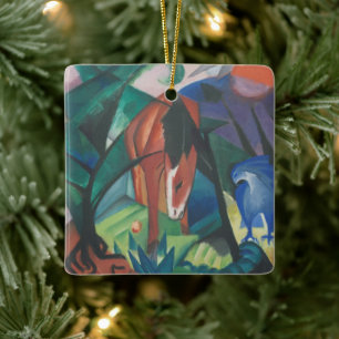 Ornement En Céramique Cheval et Aigle par Franz Marc, Art Cubisme Vintag