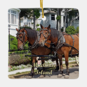 Ornement En Céramique Cheval et transport sur l'île Mackinac, Michigan