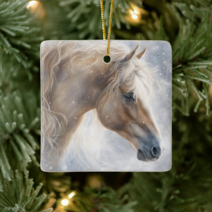 Ornement En Céramique Cheval Noël Vacances Joli Artiste