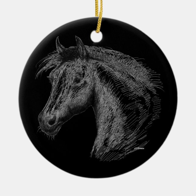 Ornement En Céramique Cheval : Noir (Devant)