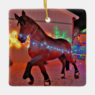 Ornement En Céramique Cheval Tiré Portage de Noël