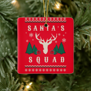 Ornement En Céramique Chevalier de Noël moche de père Noël Squad