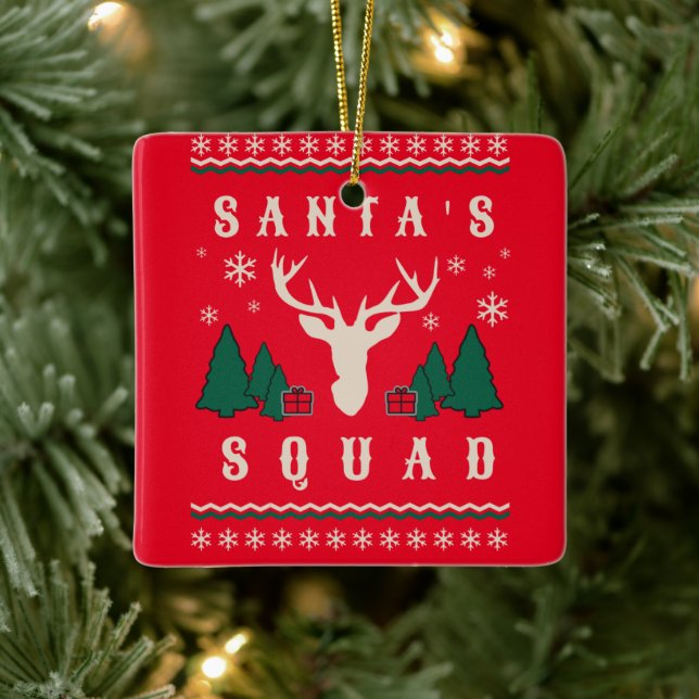 Ornement En Céramique Chevalier de Noël moche de père Noël Squad (Arbre)