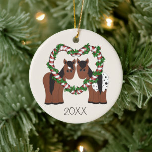 Ornement En Céramique Chevaux Cute Personnalisés Premier Noël Ensemble
