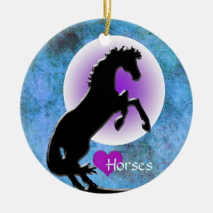 Ornement En Céramique Chevaux de coeur V (bleu/vert)