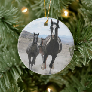 Ornement En Céramique Chevaux Sauvages de l'Utah en Course