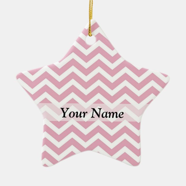 Ornement En Céramique chevron rose et blanc (Devant)