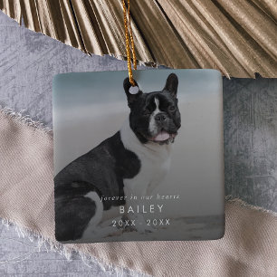 Ornement En Céramique Chic Forever dans nos coeurs Chien Photo Overlay