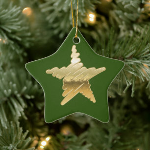 Ornement En Céramique Chic Noël métal étoile or vert