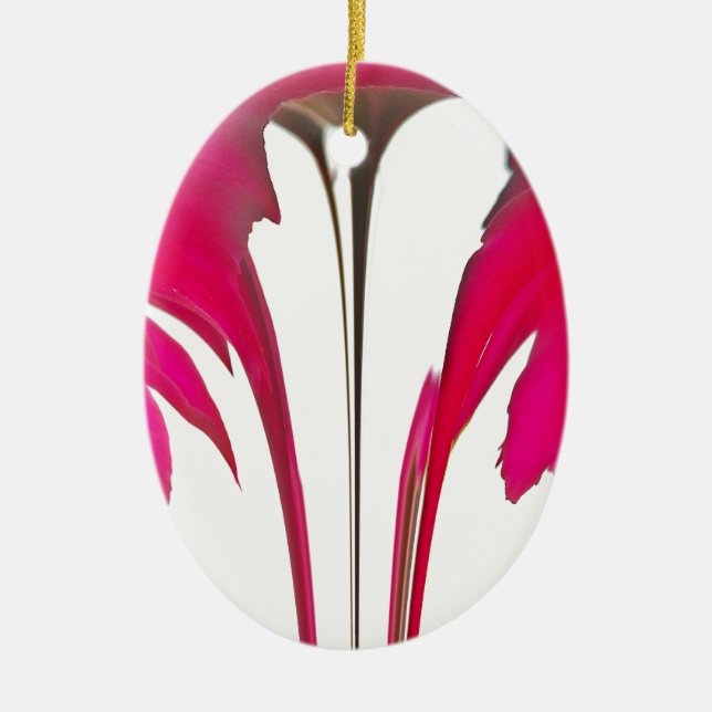 Ornement En Céramique Chic rouge extraordinaire rose sous le ciel blanc. (Devant)