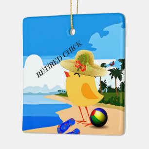 Ornement En Céramique Chick retraité à la plage