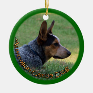 ORNEMENT EN CÉRAMIQUE CHIEN AUSTRALIEN DE BÉTAIL - HEELER BLEU -