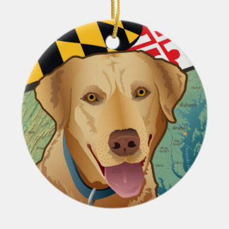 Ornement En Céramique Chien d'arrêt jaune de laboratoire du Maryland