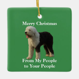 Ornement En Céramique Chien de berger de Noël avec le message de