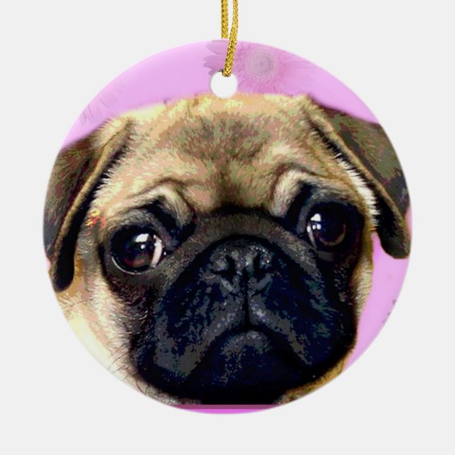 Ornement En Céramique Chien de carlin (Devant)