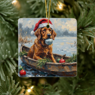 Ornement En Céramique Chien de chasse de Noël Retriever de la baie de Ch