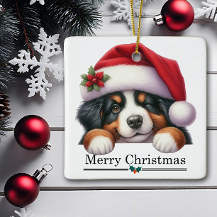 Ornement En Céramique Chien de montagne bernois en Puppy Noël clignant l