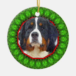 Ornement En Céramique Chien de montagne de Bernese Howliday heureux