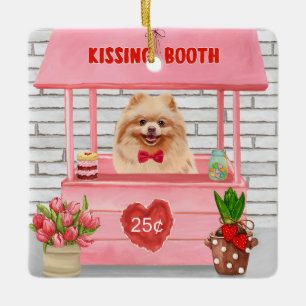 Ornement En Céramique Chien de Poméranie Valentine's Day Kissing Booth