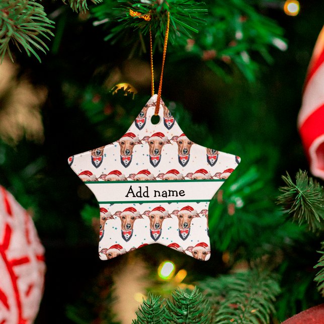 Ornement En Céramique Chien de race italienne Greyhound Noël (Créateur téléchargé)