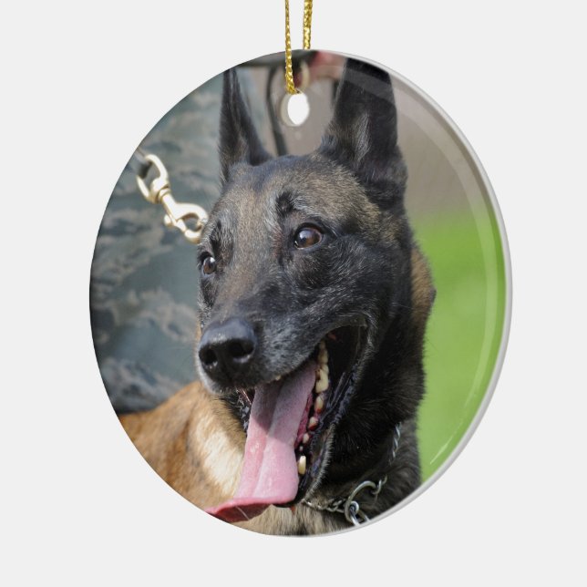 Ornement En Céramique Chien de sourire de Malinois de Belge (Gauche)