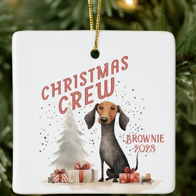 Ornement En Céramique Chien d'équipage de Noël personnalisé (Créateur téléchargé)