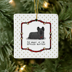 Ornement En Céramique Chien (noir) mignon à l'écorce pourrie